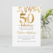 Chic 50 & Fabulous Faux Gold verjaardagsfeestje Kaart (Staand voorkant)