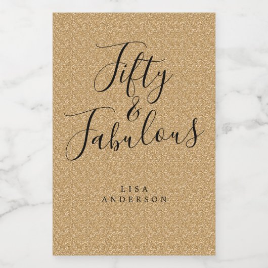 Chic 50 Fabulous Gouden Glitter Naam 50ste Verjaar Wijn Etiket (Enkel label)