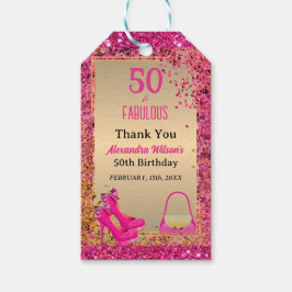 Chic 50 & Fabulous Hoge Hakken Goud Hot Pink Glitt Cadeaulabel