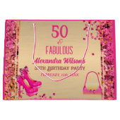 Chic 50 & Fabulous Hoge Hakken Goud Hot Pink Glitt Groot Cadeauzakje (Voorkant)