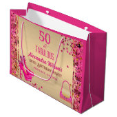 Chic 50 & Fabulous Hoge Hakken Goud Hot Pink Glitt Groot Cadeauzakje (Voorkant Gekanteld)