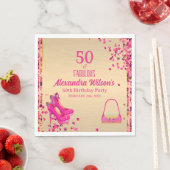 Chic 50 & Fabulous Hoge Hakken Goud Hot Pink Glitt Servet (Insitu)