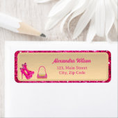 Chic 50 & Fabulous Hoge Hakken Goud Roze Glittery Etiket (Insitu)