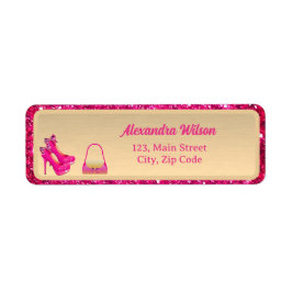 Chic 50 & Fabulous Hoge Hakken Goud Roze Glittery Etiket