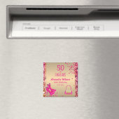 Chic 50 & Fabulous Hoge Hakken Goud Roze Glittery Magneet (Insitu (Vaatwasser))