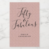 Chic 50 Fabulous Pink Glitter Name 50th Birthday Wijn Etiket (Enkel label)