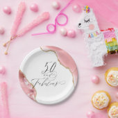 Chic 50 Fabulous Roos Gold Glitter Agate Script Papieren Bordje (Feest)