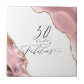 Chic 50 Fabulous Roos Gold Glitter Typografie Tegeltje (Voorkant)