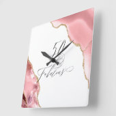 Chic 50 Fabulous Roos Gold Glitter Typografie Vierkante Klok (Hoek)