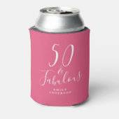 Chic 50 Fabulous Roze Naam 50ste Verjaardag Blikjeskoeler (Blikje Achterkant)