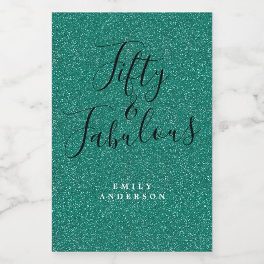 Chic 50 Fantastische Groene Glitter Naam 50e Verja Wijn Etiket (Enkel label)