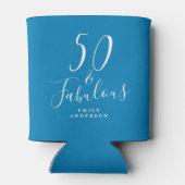 Chic 50 Fantastische naam Blauw 50ste verjaardag Blikjeskoeler (Achterkant)
