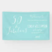 Chic 50 Feestelijke Blauwe 50e Verjaardag Spandoek (Horizontaal)