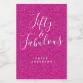 Chic 50 Prachtige Roze Glitter Naam 50ste Verjaard Wijn Etiket (Enkel label)