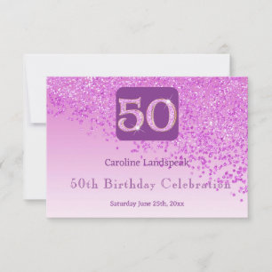 Chic 50 Verjaardag Roze Glitters RSVP Kaartje