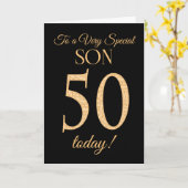 Chic 50e Gold-effect op Black, voor Son Birthday Kaart (Gele Bloem)