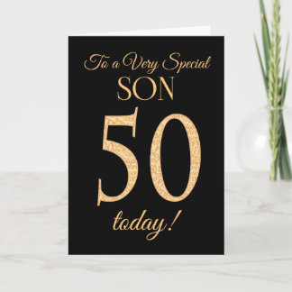 Chic 50e Gold-effect op Black, voor Son Birthday Kaart