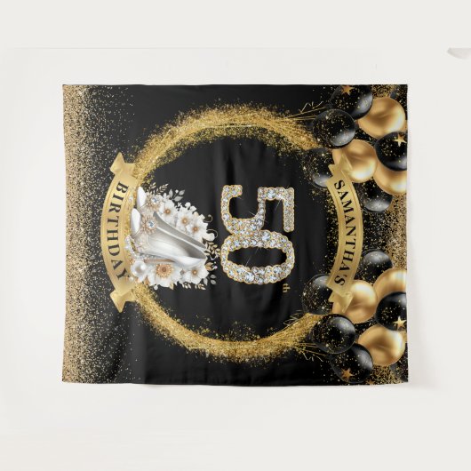 Chic 50e verjaardag diamant nummers hoge hakken wandkleed (Voorkant (horizontaal))