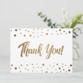 Chic 50e verjaardag faux gouden confetti bedankt (Staand voorkant)