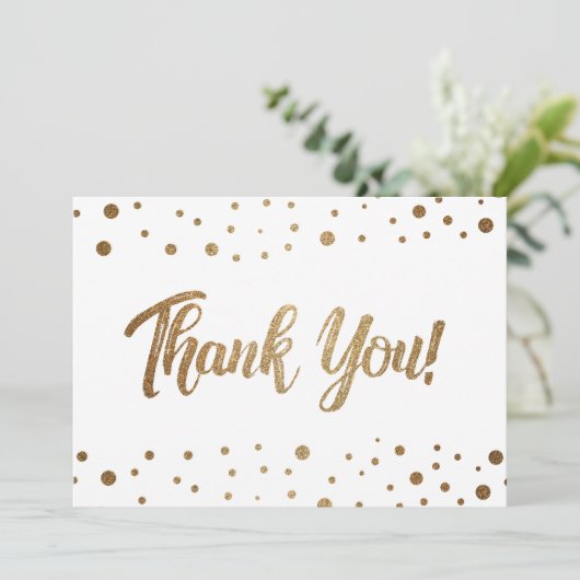 Chic 50e verjaardag faux gouden confetti bedankt (Staand voorkant)