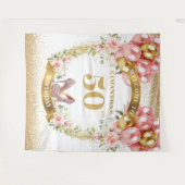 Chic 50e verjaardag Roze Hoge Hakken Glitter Feest Wandkleed (Voorkant (horizontaal))