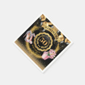 Chic 50e verjaardag servetten zwarte ballonnen gou (Hoek)