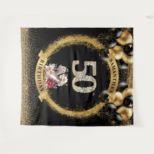 Chic 50e Verjaardag Tapestry Diamond Hoge Hakken Wandkleed (Voorkant (horizontaal))