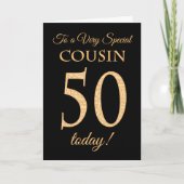 Chic 50ste Goud-effect op Black, Neef Verjaardag Kaart (Voorkant)
