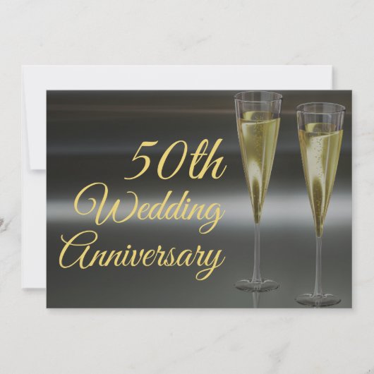 Chic 50ste huwelijksjubileum zwart goud feest kaart (Voorkant)