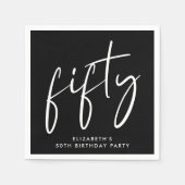 Chic 50ste Verjaardag Party Zwart Servet (Voorkant)