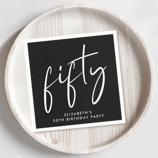 Chic 50ste Verjaardag Party Zwart Servet