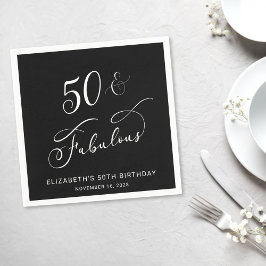 Chic 50ste Verjaardag Party Zwart Servet