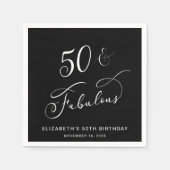 Chic 50ste Verjaardag Party Zwart Servet (Voorkant)