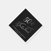 Chic 50ste Verjaardag Party Zwart Servet (Hoek)