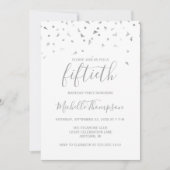 Chic 50ste verjaardagsfeest zilveren confetti uitn kaart (Voorkant)