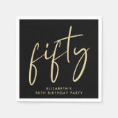 Chic 50ste Verjaardagsfeest Zwart Goud Servet (Voorkant)