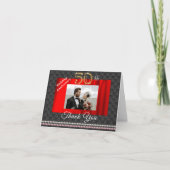 Chic 50th Anniversary Foto Bedankt | Goud (Voorkant)