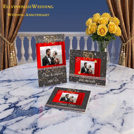 Chic 50th Anniversary Foto Bedankt | Goud