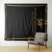 Chic 50th Anniversary Zwart Gouden Foto Achtergron Wandkleed (In Situ (horizontaal))