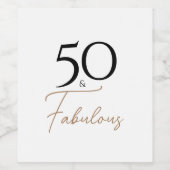 Chic 50th Birthday Black & Gold Wijn Etiket (Enkel label)