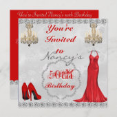 Chic 50th  Design BLING Birthday Invitation Kaart (Voorkant / Achterkant)