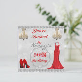 Chic 50th  Design BLING Birthday Invitation Kaart (Staand voorkant)