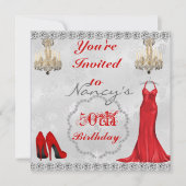 Chic 50th  Design BLING Birthday Invitation Kaart (Voorkant)