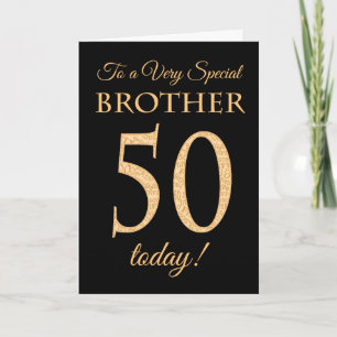 Chic 50th Gold-effect op Black, Brother Birthday Kaart