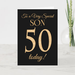 Chic 50th Gold-effect op Black, voor Son Birthday Kaart