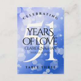 Chic 51st Sapphire Wedding Jubileum Table Kaart
