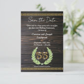 Chic 55e Jubileum Hout & Goud Save the Date Kaart (Staand voorkant)