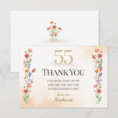 Chic 55th Birthday – Wildflower Design Bedankkaart (Voorkant / Achterkant)