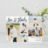 Chic 5 Bride Groom Photo Collage Weddenschap Bedankkaart (Staand voorkant)