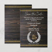 Chic 5e Jubileum Hout & Goud Save the Date Kaart (Voorkant / Achterkant)